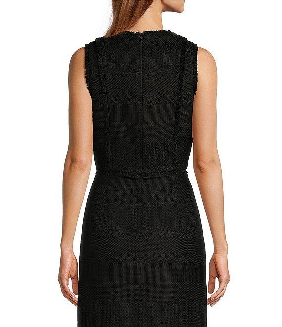 Antonio Melani Milly Tweed Frayed Edge Round Neck Coordinating Cropped Vest Product Image