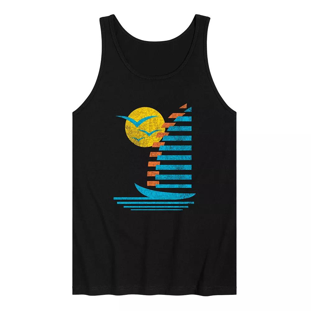 Men's Sailboats Gulls Retro Graphic Tank Top,  Product Image