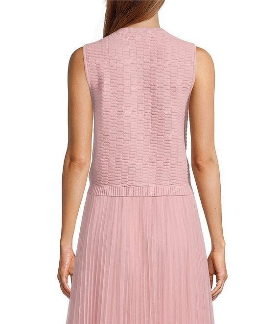 Lucy Paris Kaimi Crew Neck Sleeveless Button Detail Knit Sweater Product Image