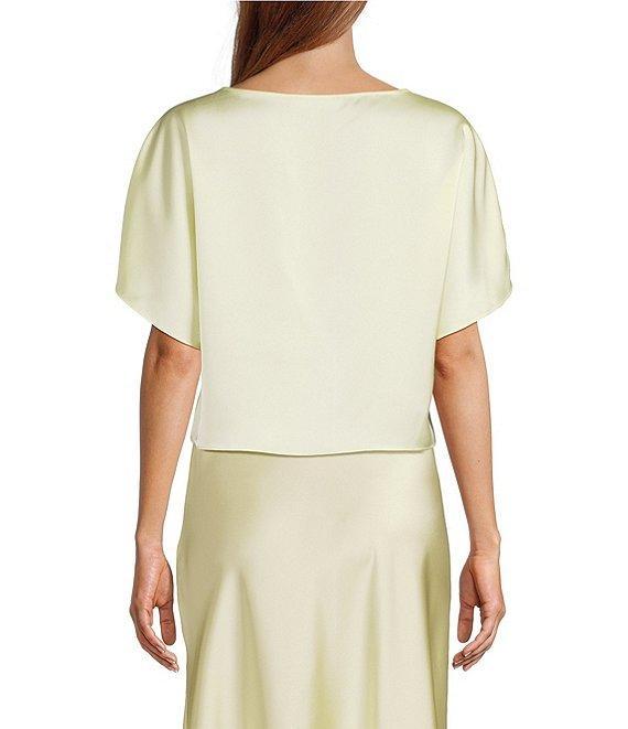 Antonio Melani Cara Satin Boat Neck Short Sleeve Blouse Product Image