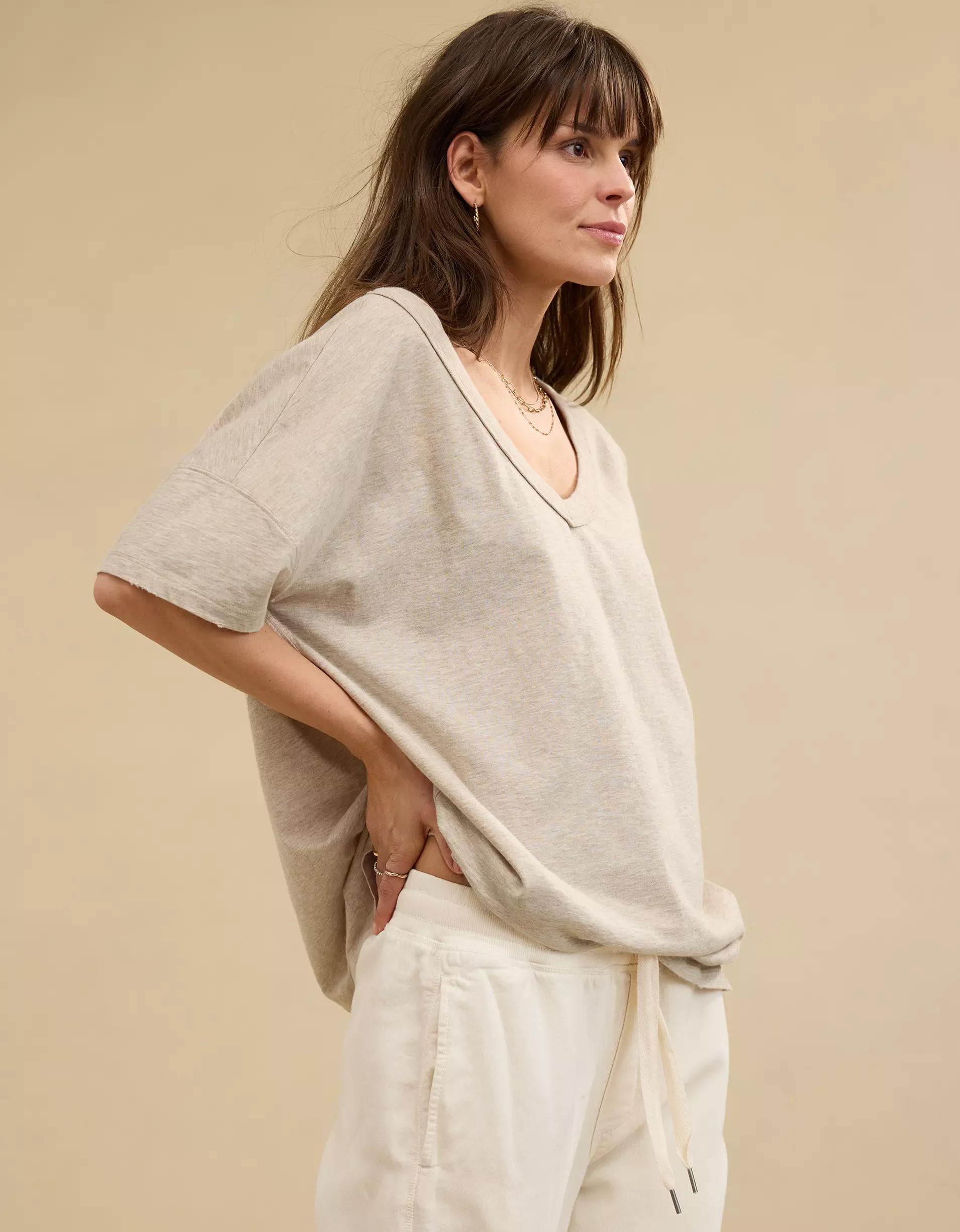 Aerie Oversized V-Neck Boyfriend T-Shirt Product Image
