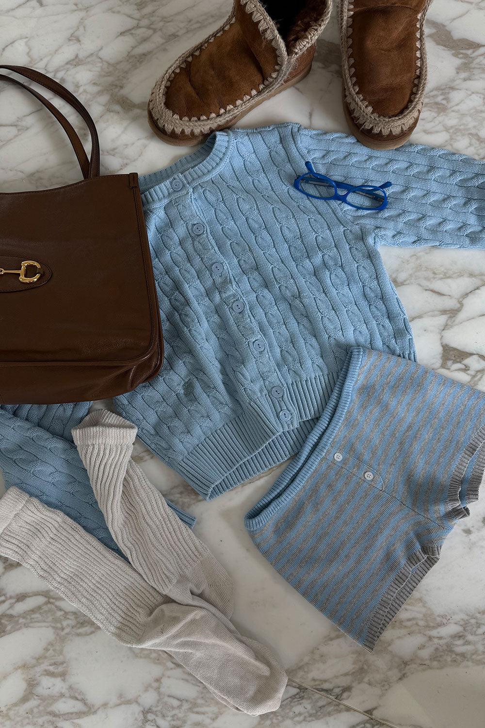 Bradley Knit Booty Shorts - Dewdrop Stripe Product Image