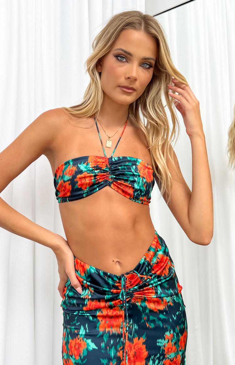 Rani Red Floral Crop Top Product Image