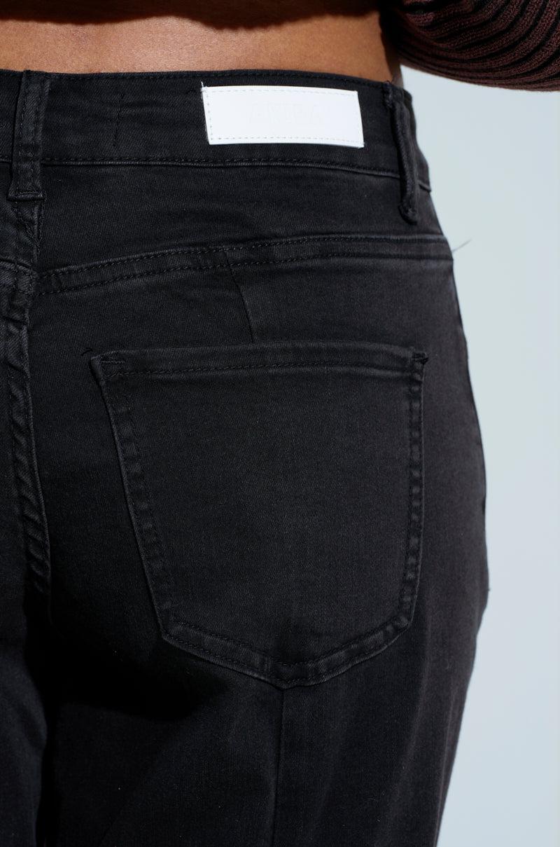 GOING CRAZY BLACK DENIM PANT WITH BUCKLE Product Image