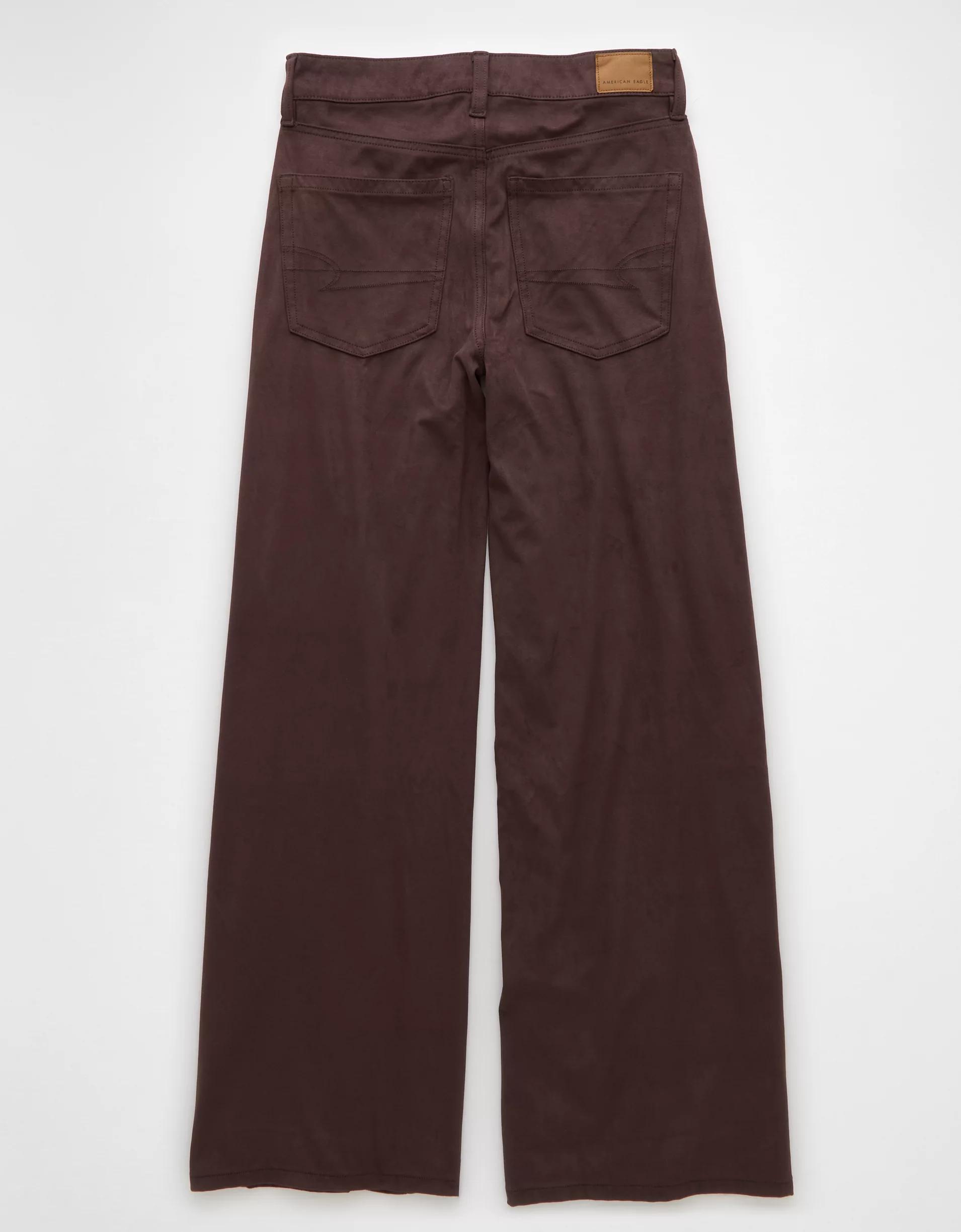 AE Dreamy Drape Sueded High-Waisted Baggy Wide-Leg Pant Product Image