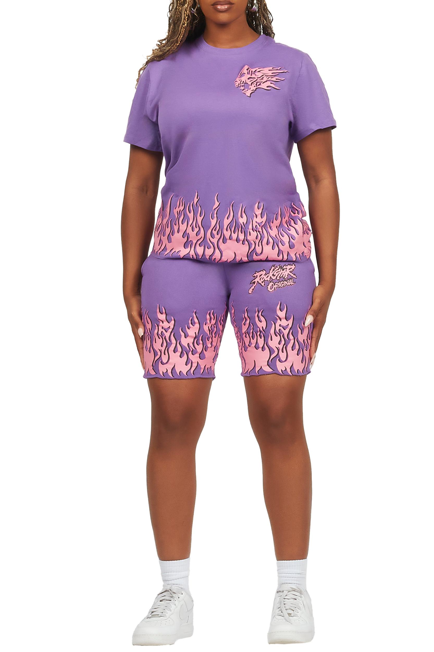 Arais Purple T-Shirt Short Set Female Product Image
