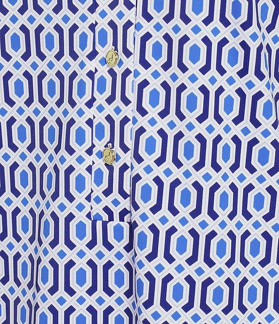 Jude Connally Susanna Terrace Geo Border Print Point Collar 3/4 Sleeve Polished Classic Shirt Dress Product Image