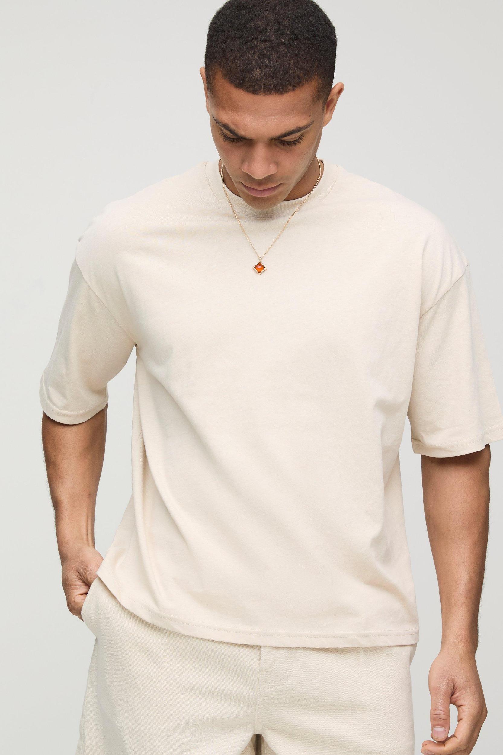 Basic Oversized Boxy Crew Neck T-shirt | boohooMAN USA Product Image