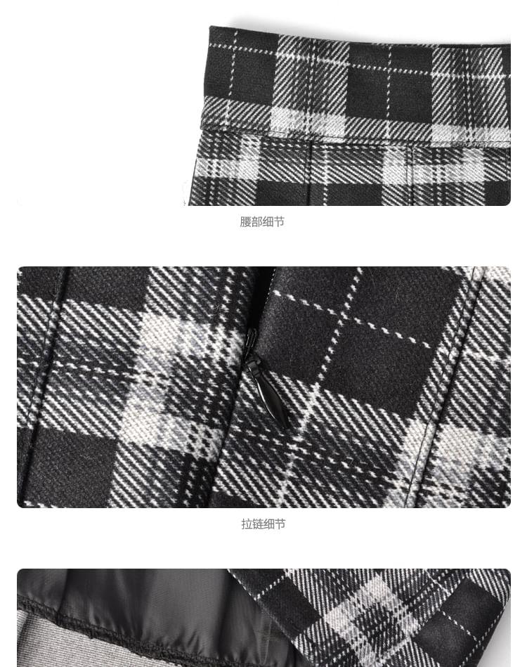 High Waist Plaid Pleated Mini Skirt Product Image