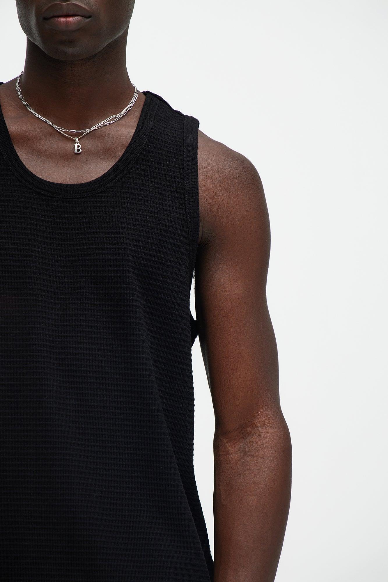 Athens Rib Textured Relaxed Tank - Black Product Image