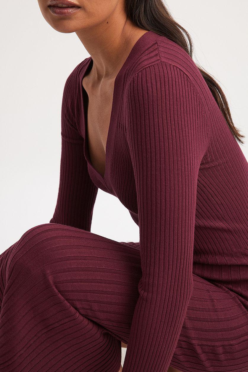 Knitted V-Neck Midi Dress Product Image