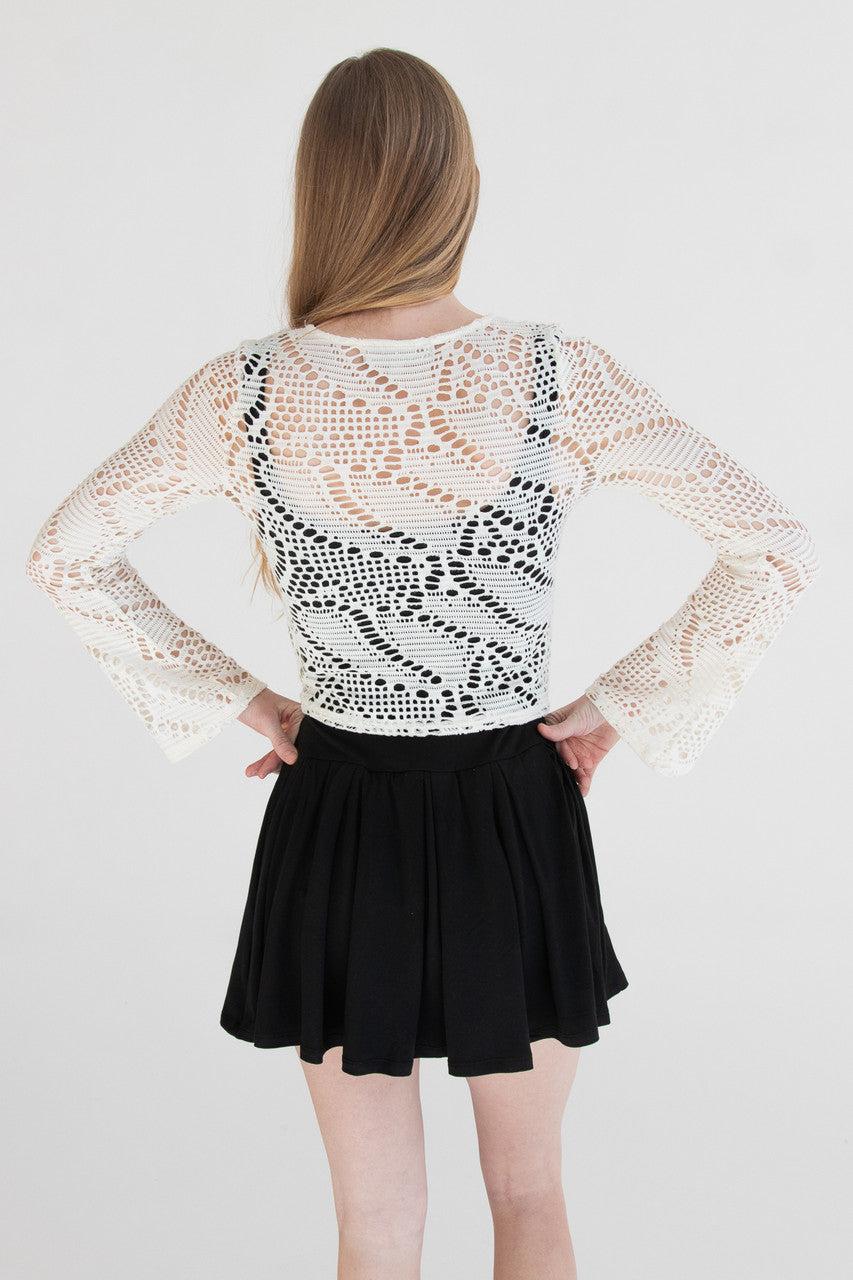 Bell Sleeve Crochet Net Top Product Image