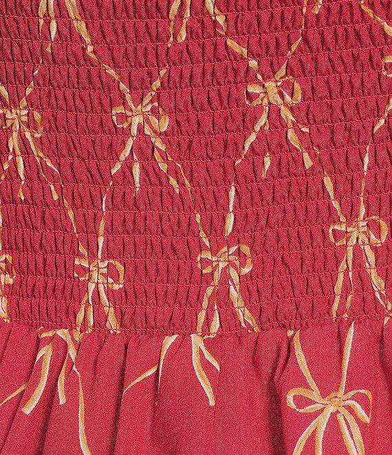 Midnight Doll Bow Print Pleated Midi Dress Product Image