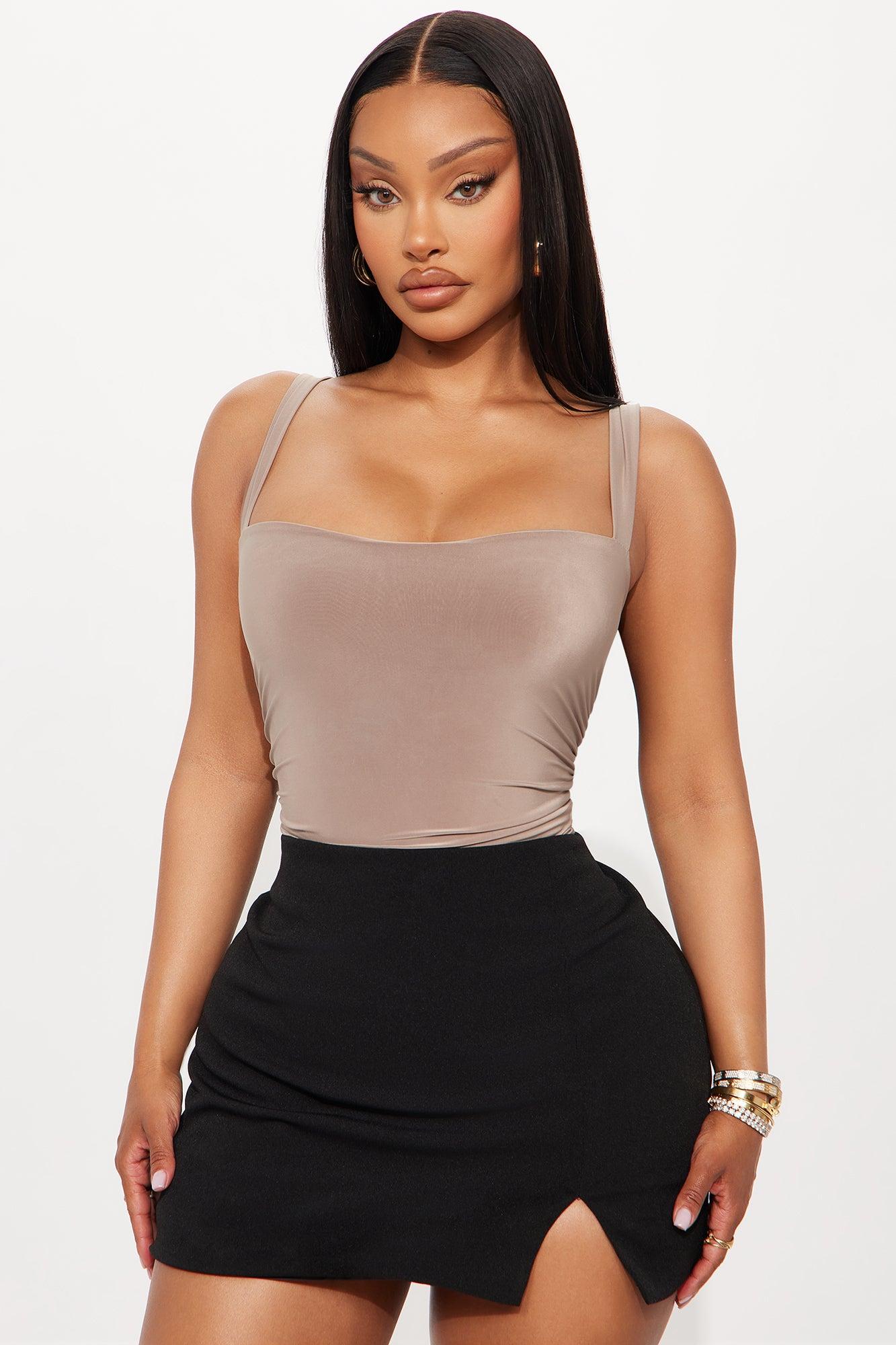 So Close Square Neck Bodysuit - Taupe Female Product Image