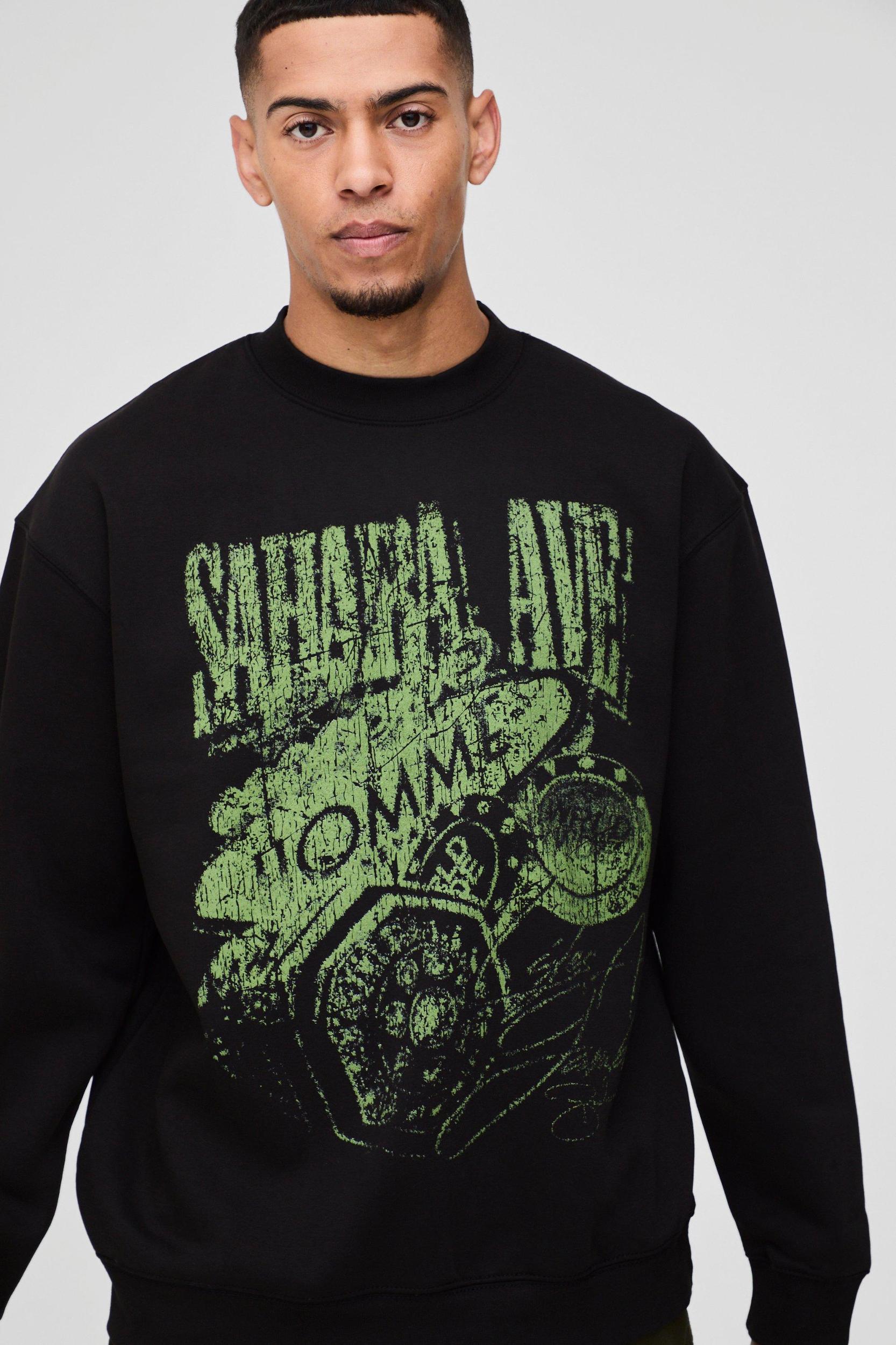 Oversized Sahara Ave Western Graphic Sweatshirt | boohooMAN USA Product Image