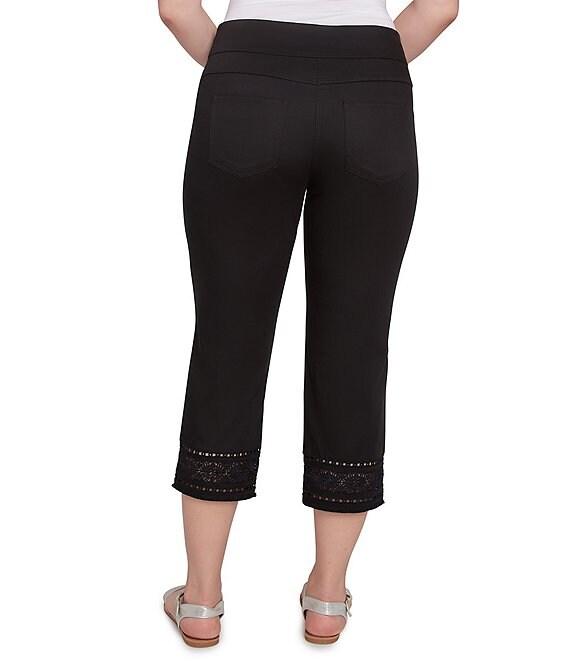 Ruby Rd. Petite Size Tencel ™ Embroidered Lotus Lace Hem Pull-On Pants Product Image