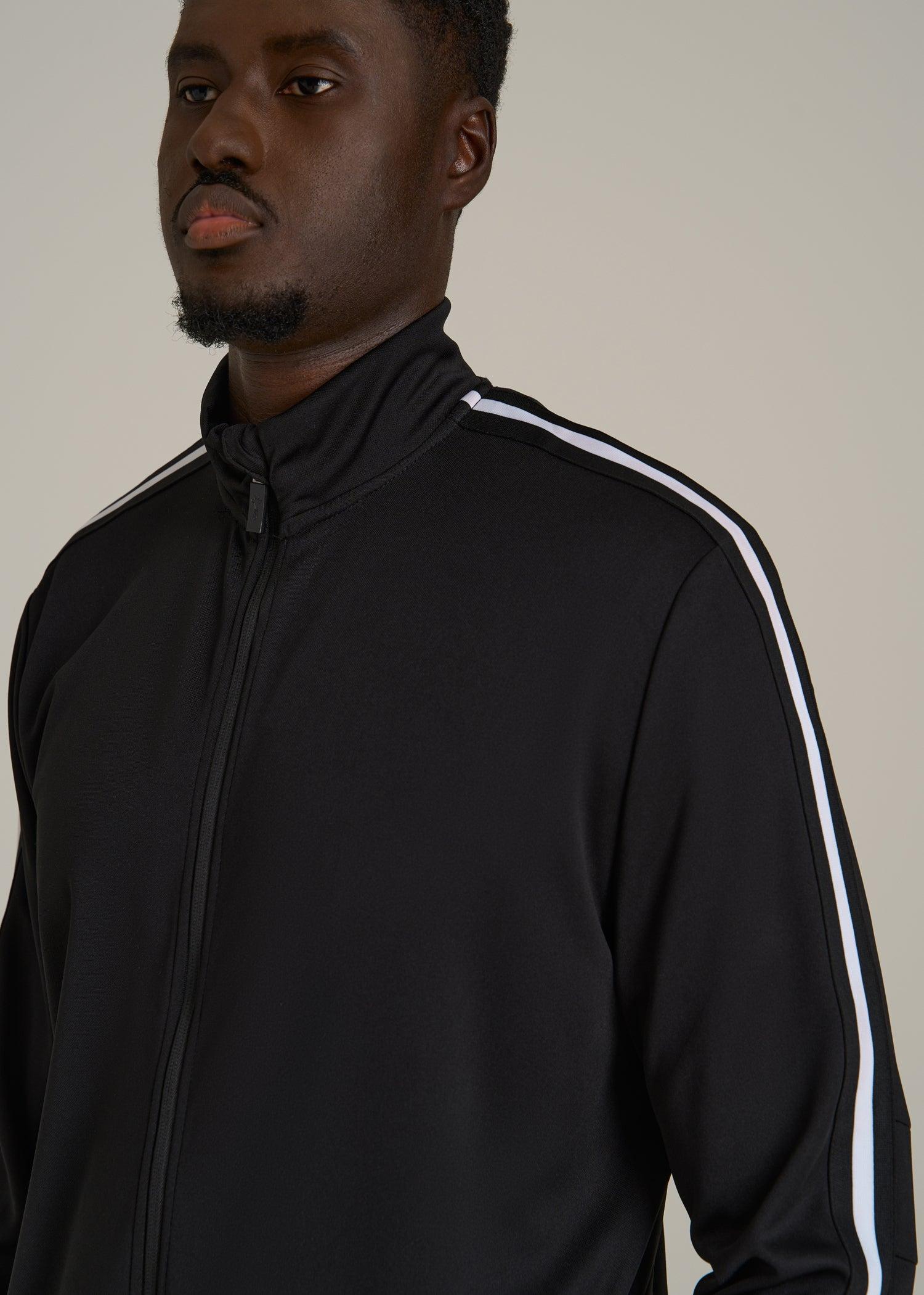 Athletic Stripe Jacket for Tall Men in Black-White Stripe Male Product Image