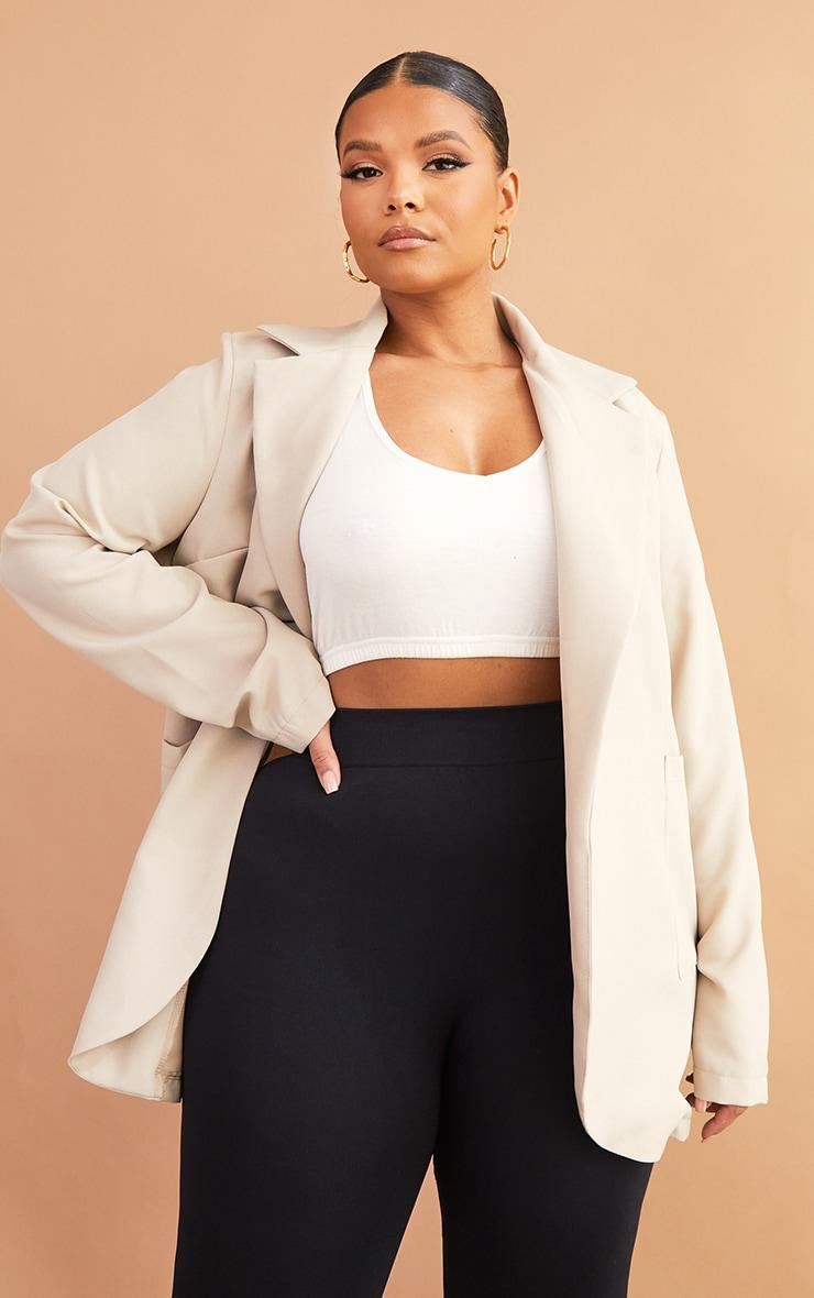 Plus Stone Basic Single Breasted Oversized Blazer Product Image