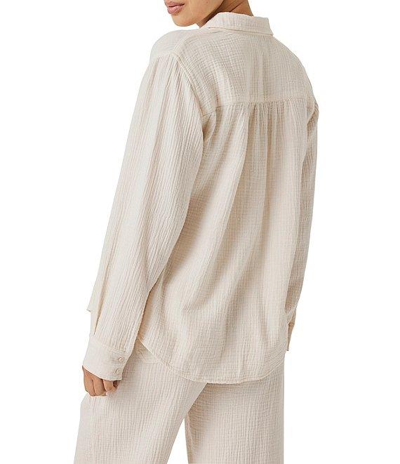 Splendid Adele Point Collar Long Sleeve Button Front Gauze Shirt Product Image