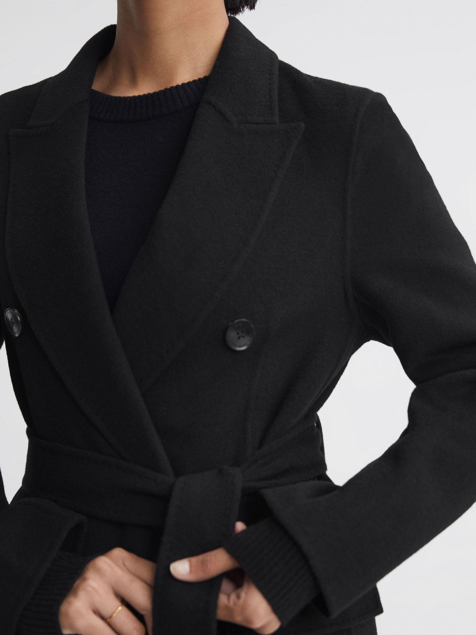 Relaxed Wool Blend Blindseam Belted Coat in Black Product Image