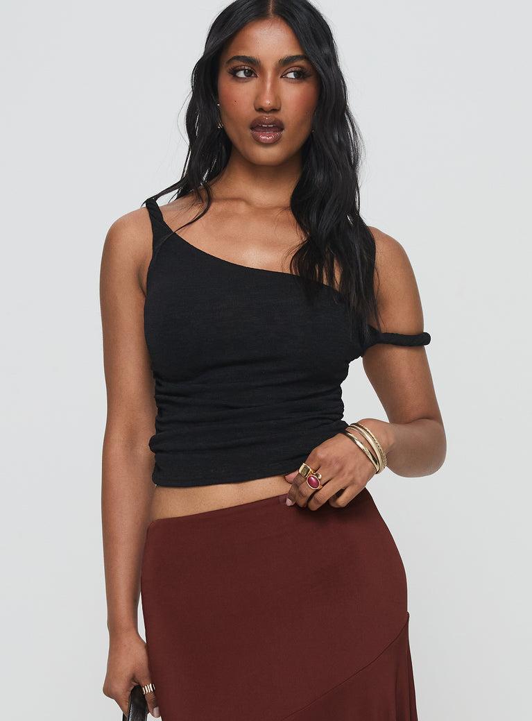 Messenger One Shoulder Top Black Product Image