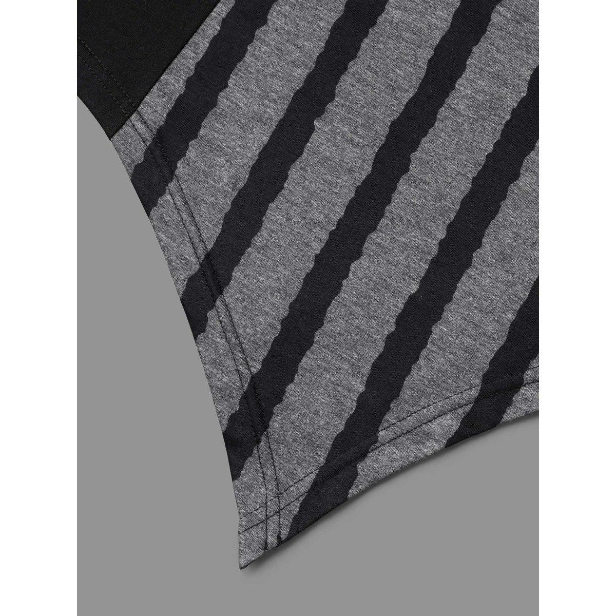 Plus Size Striped Spliced Pockets Hi-Low Hem Vest Women Black Casual Contrast Round Neck Everyday Tank Tops Camis BloomChic 30/6X Product Image