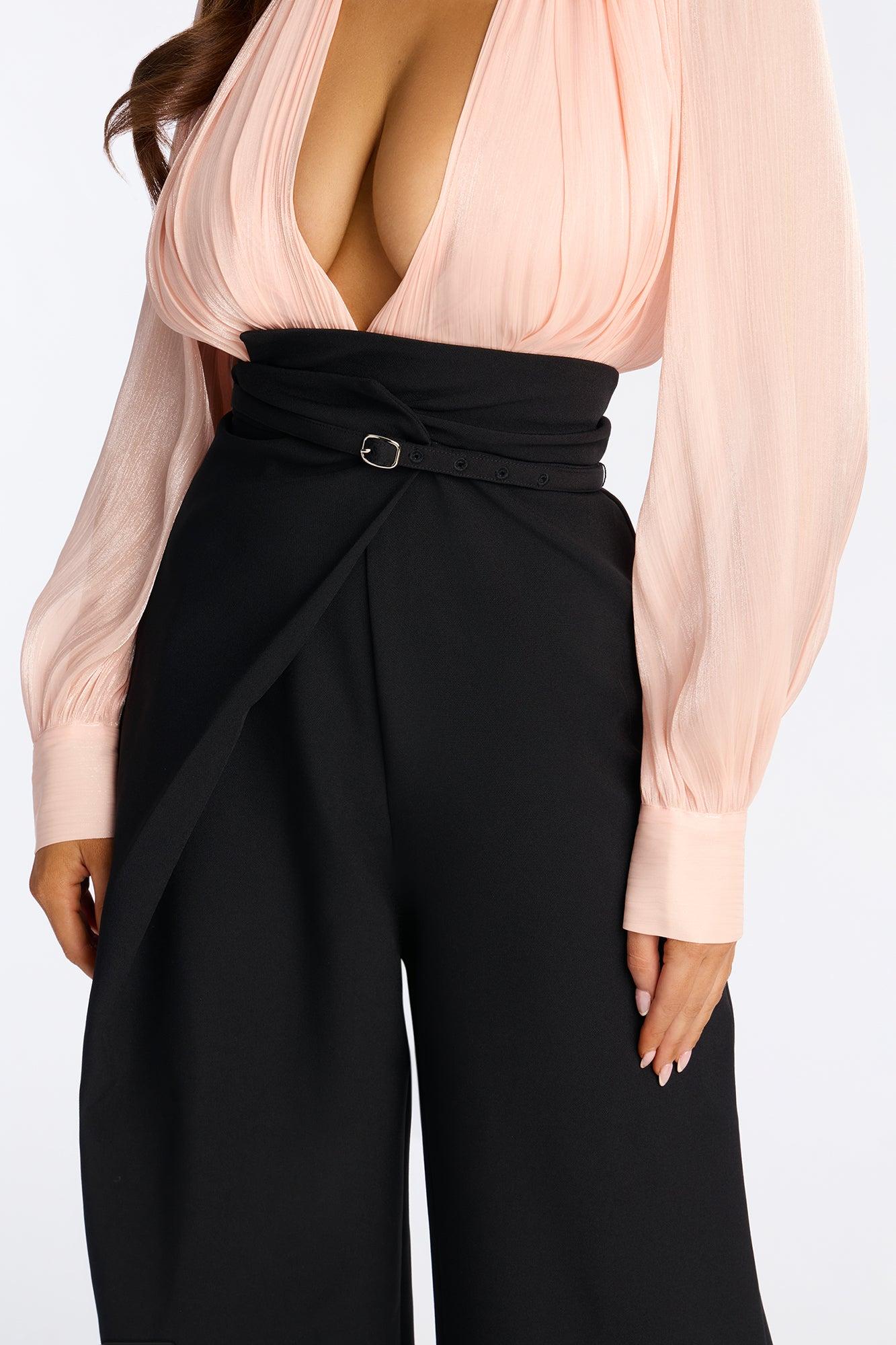 Lucinda Wide Leg Belted Jumpsuit - Peach Female Product Image