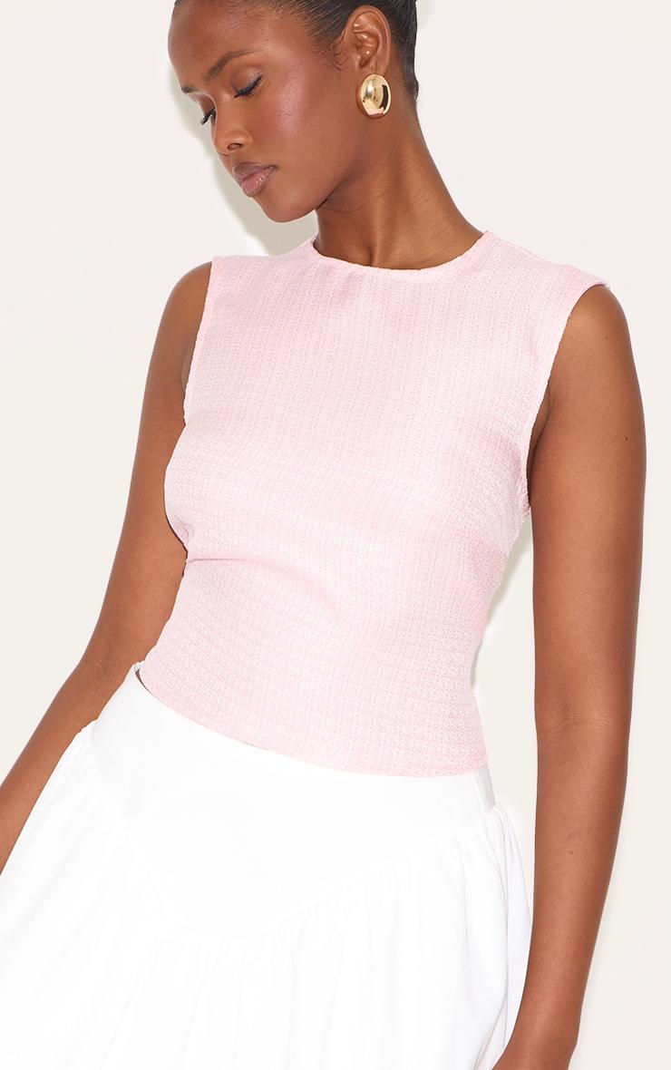 Pink Boxy Boucle Long Top Product Image