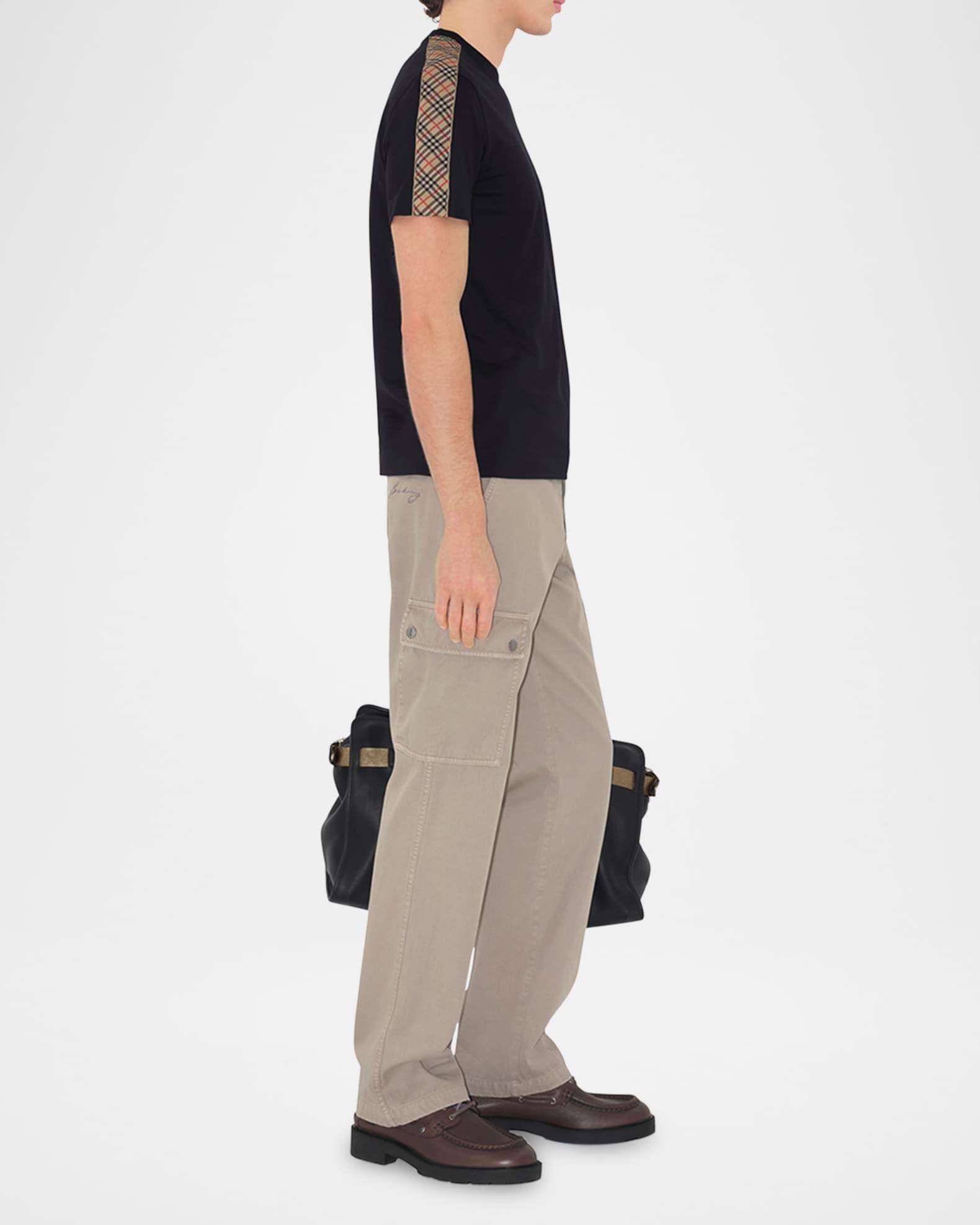 Men's Check-Trim Cotton T-Shirt Product Image