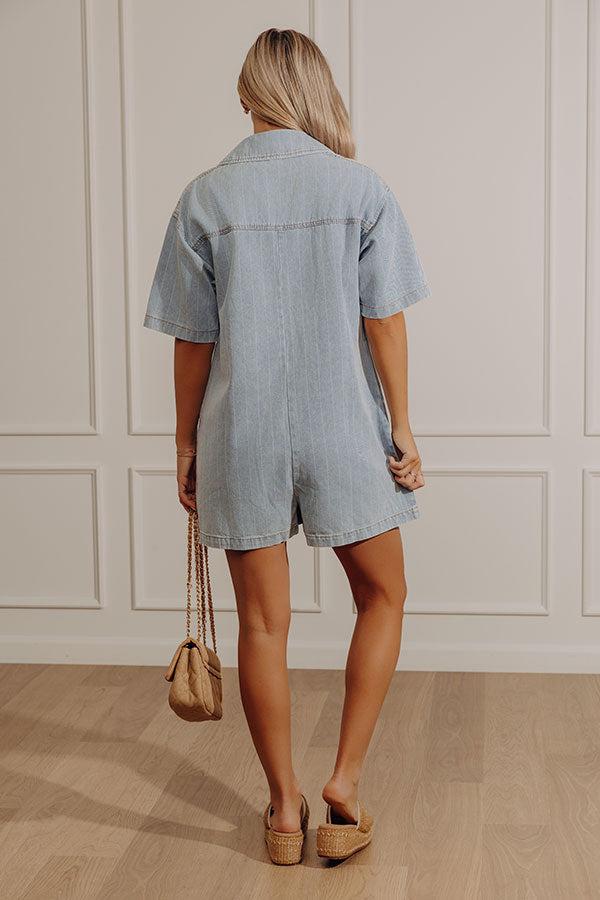 Heart On The Line Denim Romper Product Image