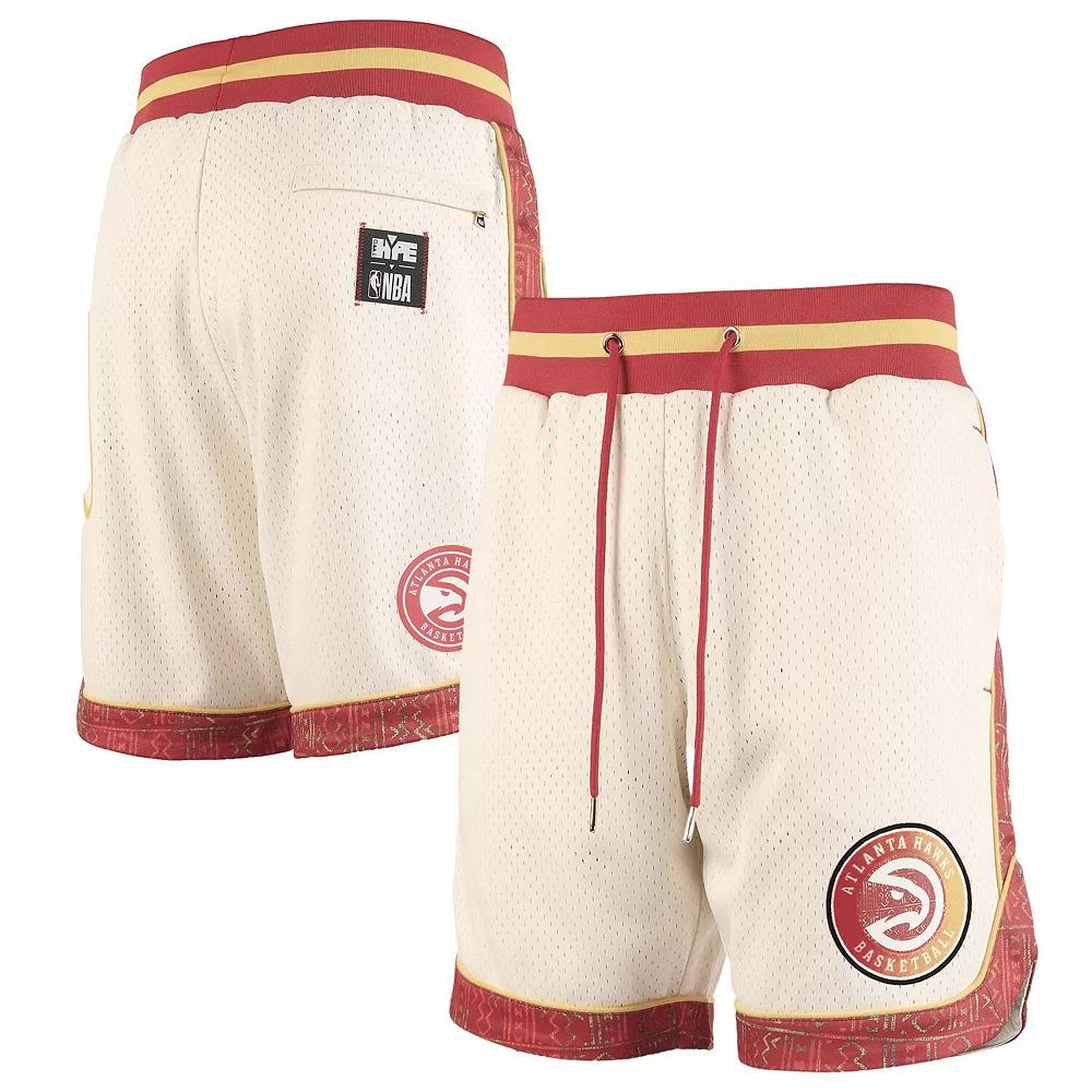 Men's NBA x Two Hype  Cream Atlanta Hawks Culture & Hoops Collection Premium Mesh Shorts, Size: Large, Beige Product Image