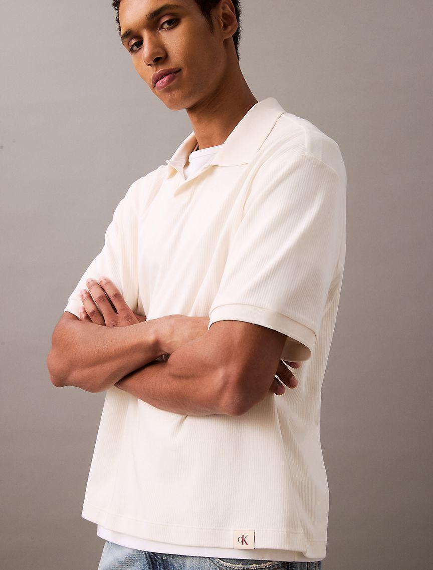 Drop Needle Ribbed Polo Shirt Product Image