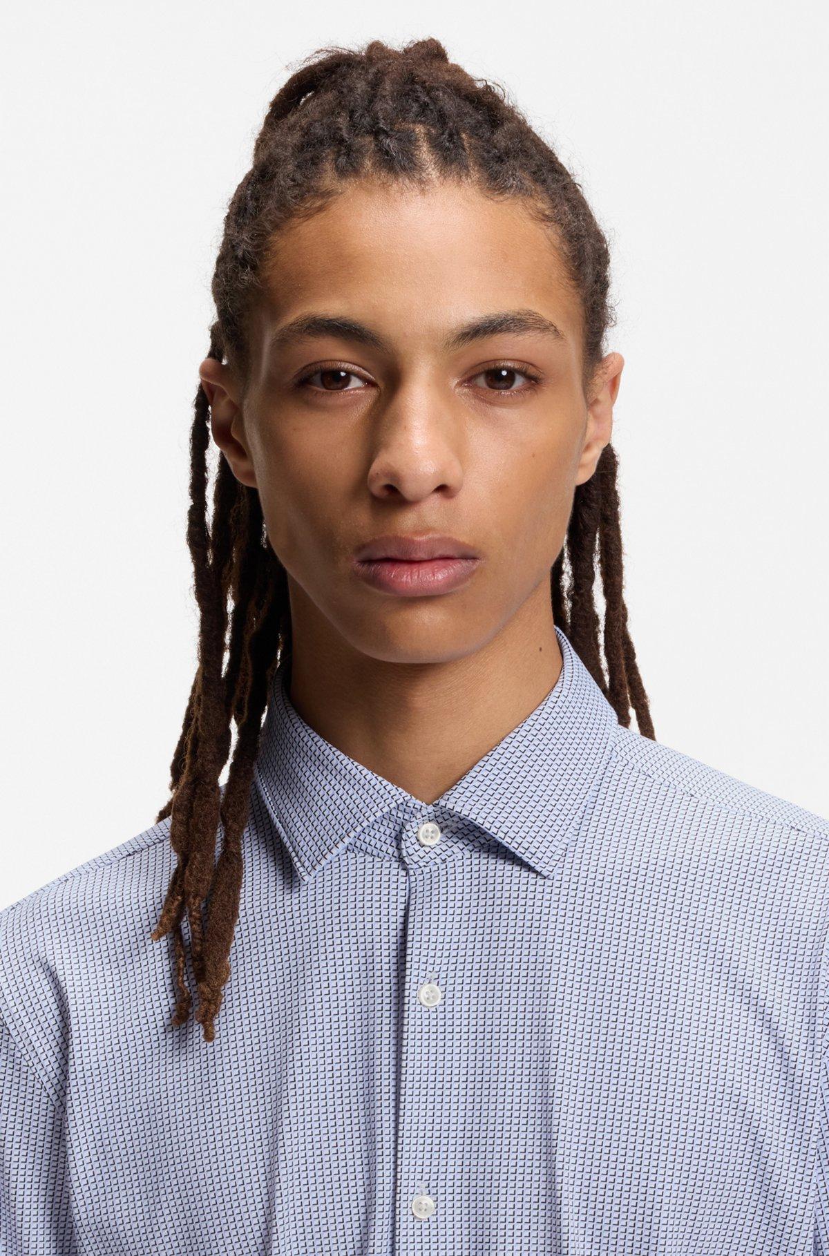 Printed slim-fit shirt in performance-stretch jersey Product Image