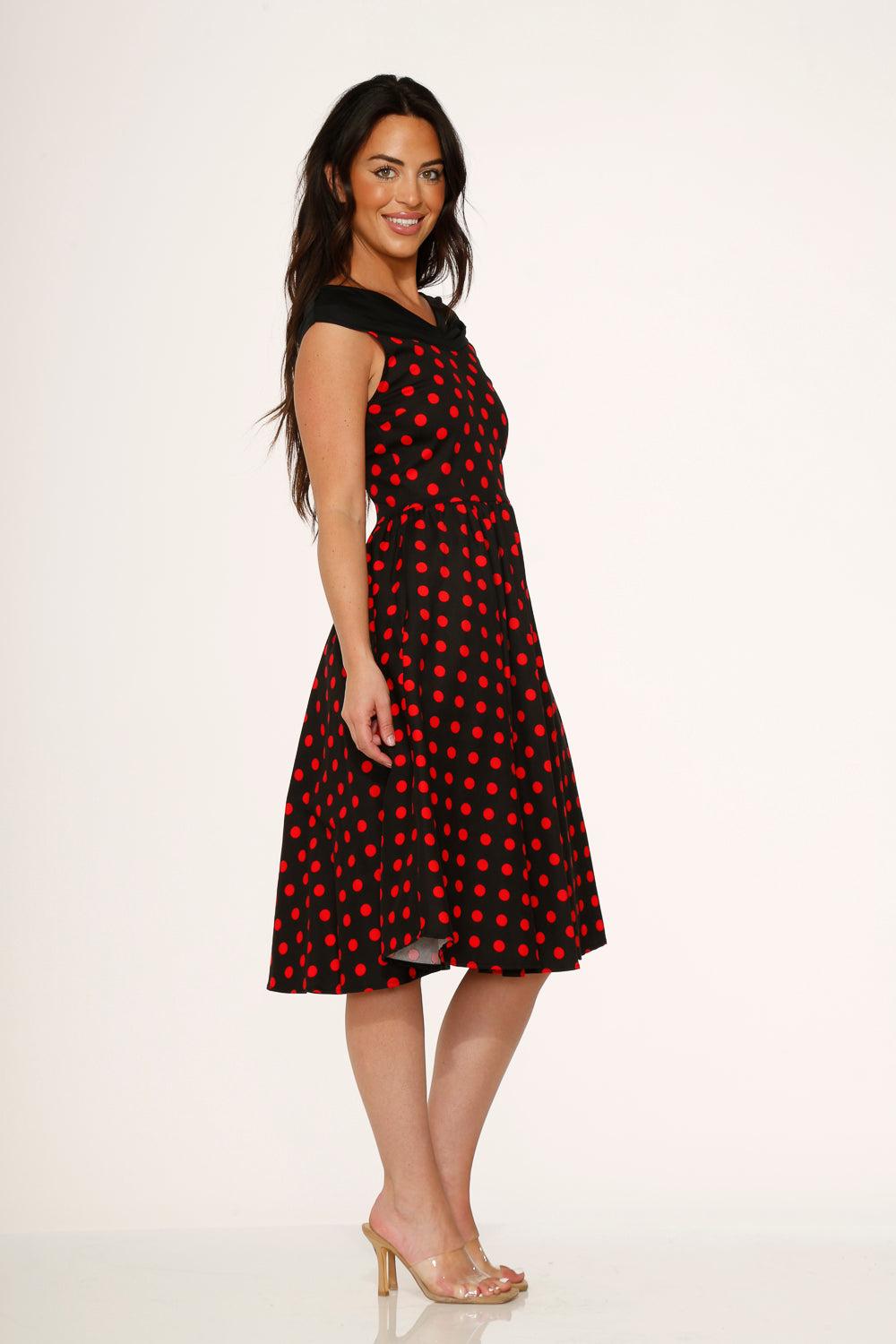 Black & Red Polka Dot Swing Dress Product Image