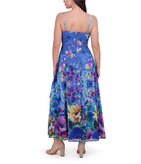 SIENA Chiffon Floral Print V Neck Sleeveless A-Line Midi Dress Product Image