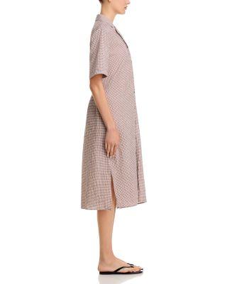 Notch Collar Linen & Cotton Shirt Dress Product Image
