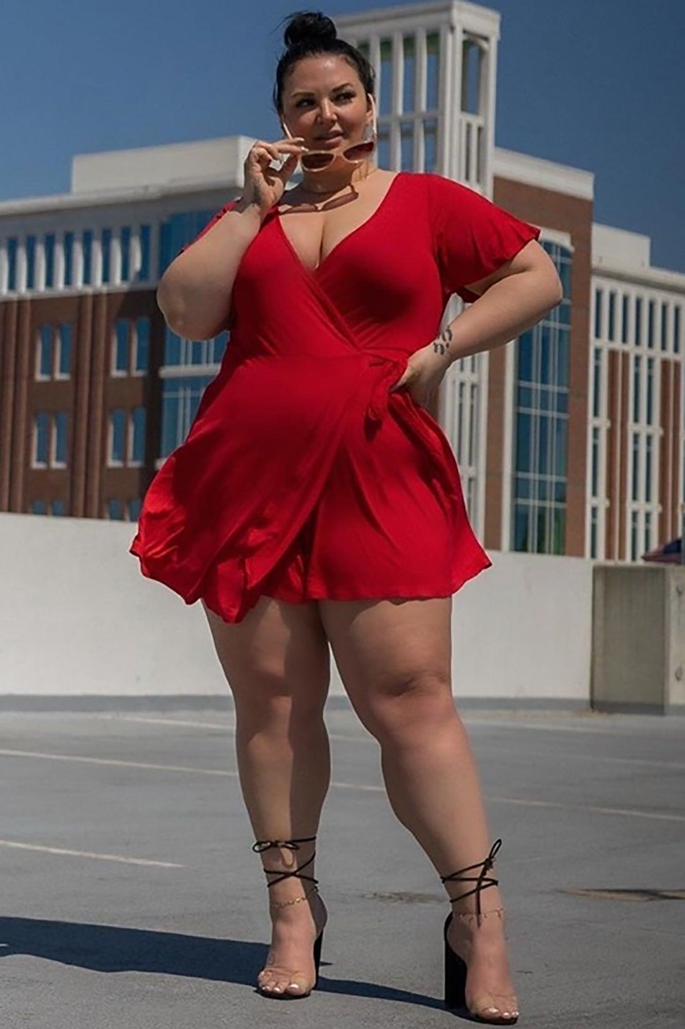Rhonda Wrap Romper - Red Product Image