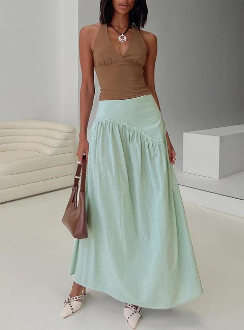 Yasemine Maxi Skirt Green / White Product Image