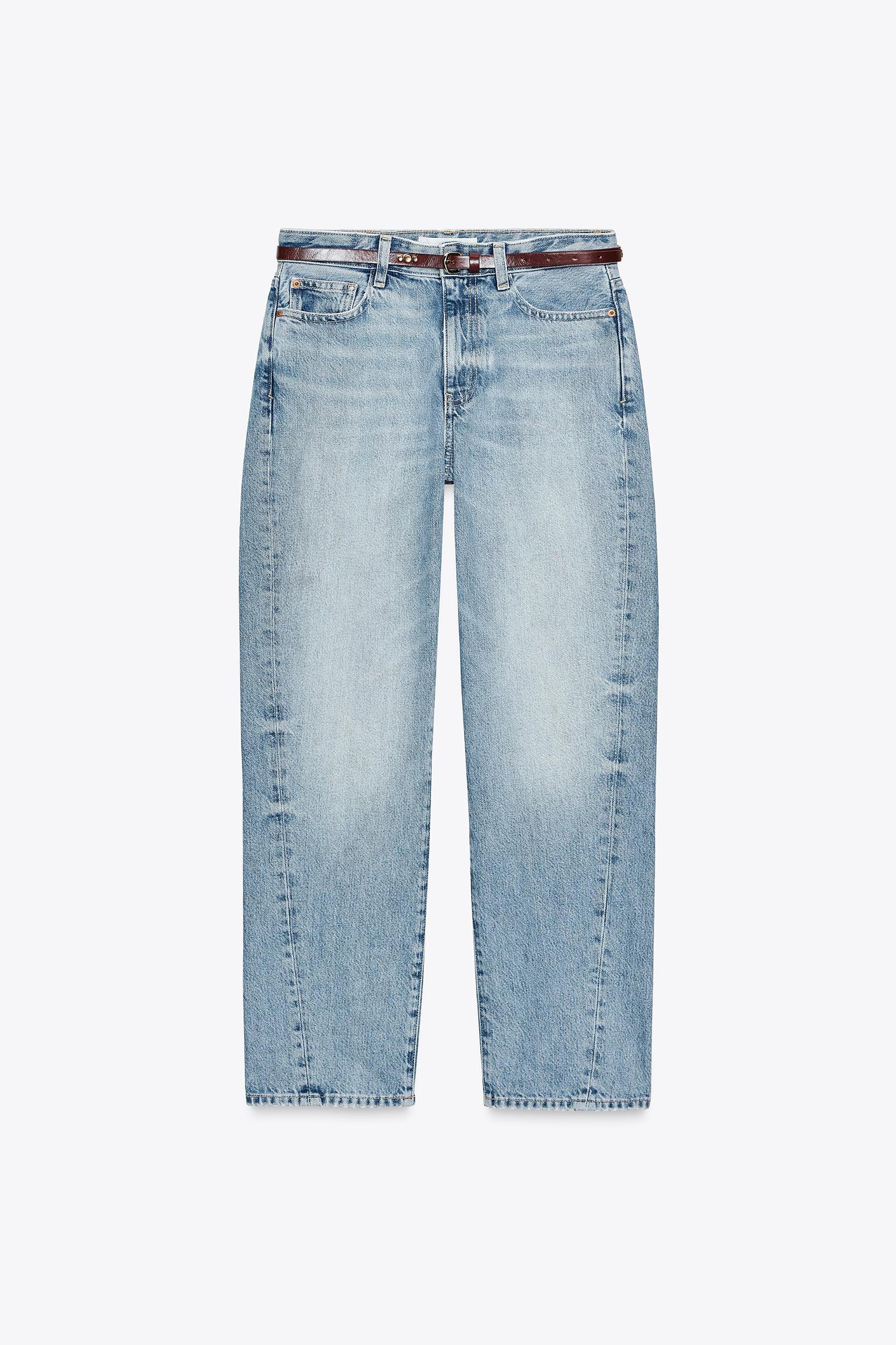 Z1975 NEW MOM FIT HIGH WAIST BELTED JEANS Product Image