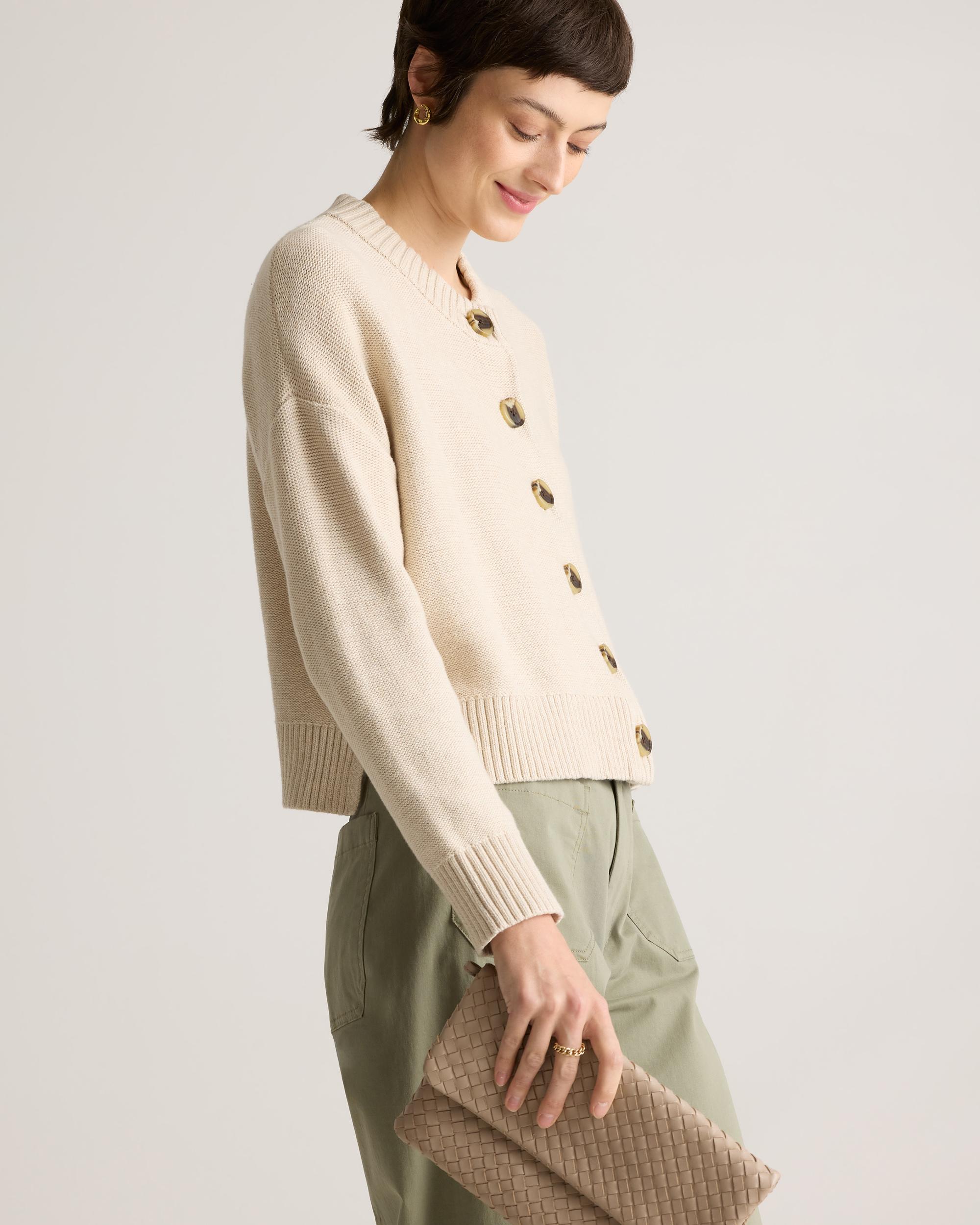 Quince | Women's Cropped Cardigan Sweater Size XL, Organic Cotton Product Image