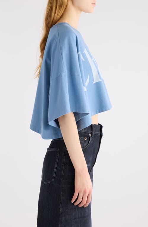 CHLOÉ Women Light Blue Jersey Cropped Logo T-shirt Product Image