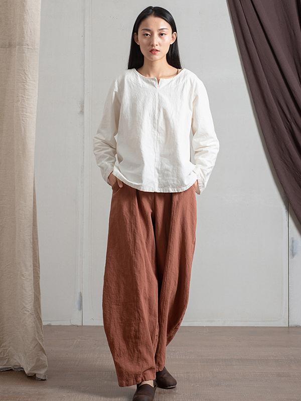 Simple High Waisted Solid Color Wide Leg Pants Product Image