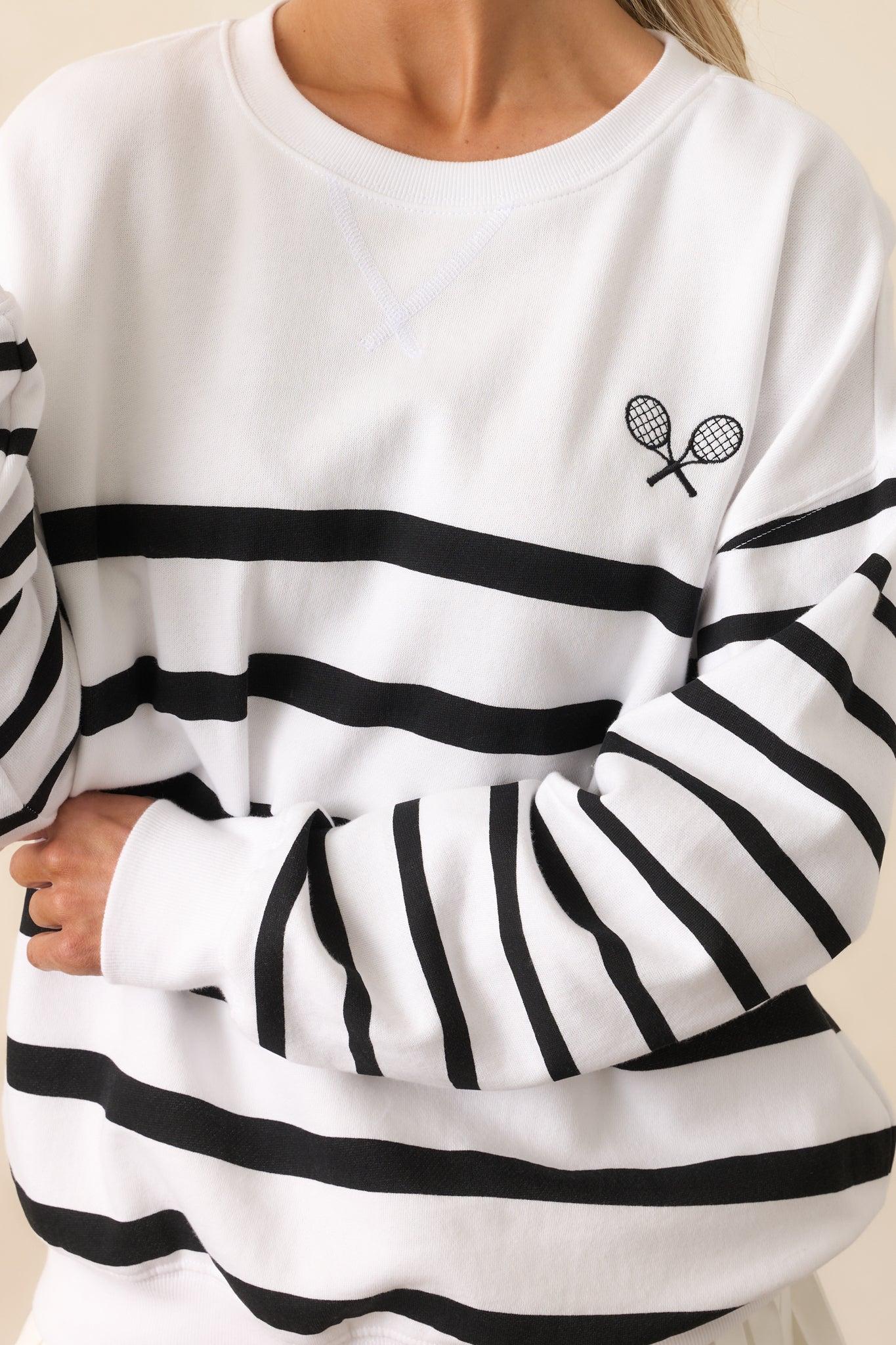 Z Supply White Stripe Palisades Sweatshirt Product Image