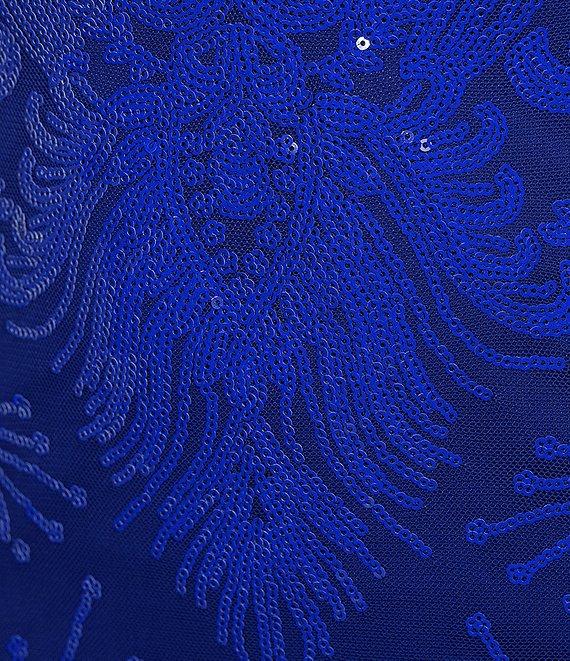 Next Up Spaghetti Strap Sweetheart Neck Solid Sequin Short Bodycon Placement Dress Product Image