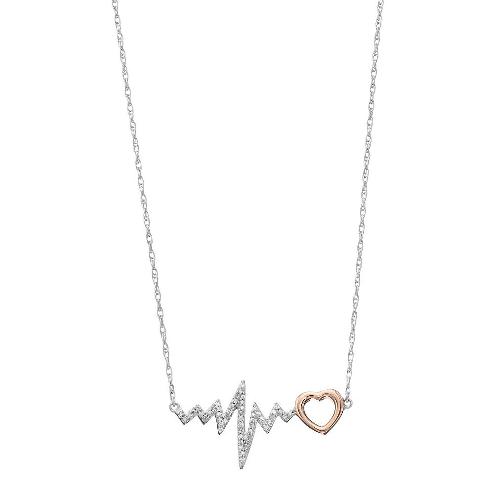 Two Tone Sterling Silver 1/10 Carat T.W. Diamond Necklace, Women's, Size: 18" Product Image