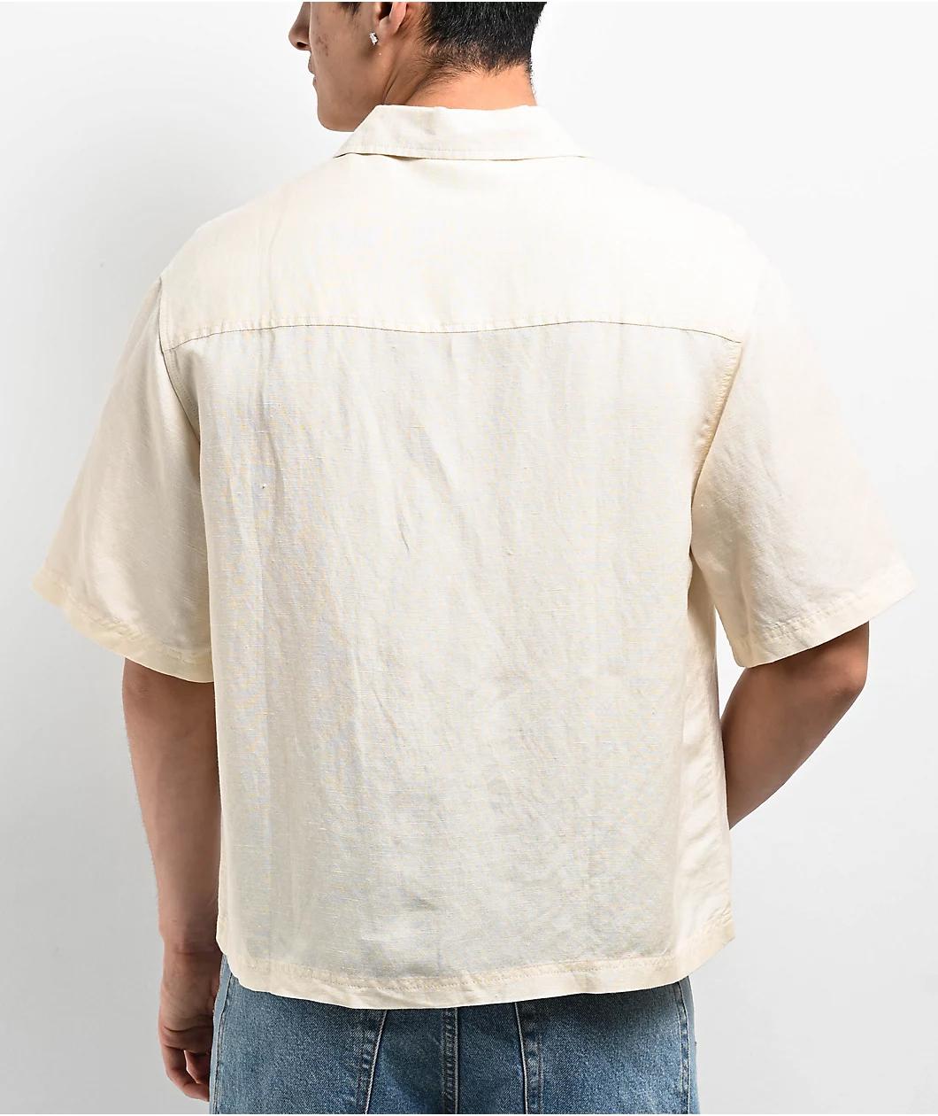 Monet Skateboards Banks Woven White Button Up Shirt Product Image