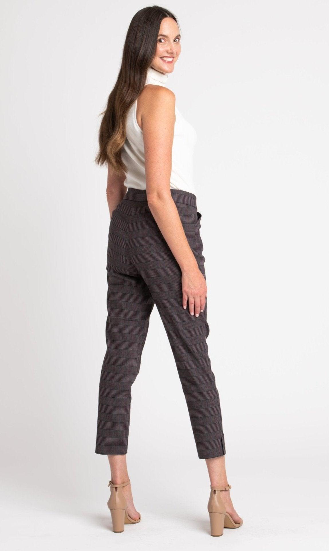 Roz & Ali™ Millennium Wine Plaid Pull On Ankle Pants Product Image