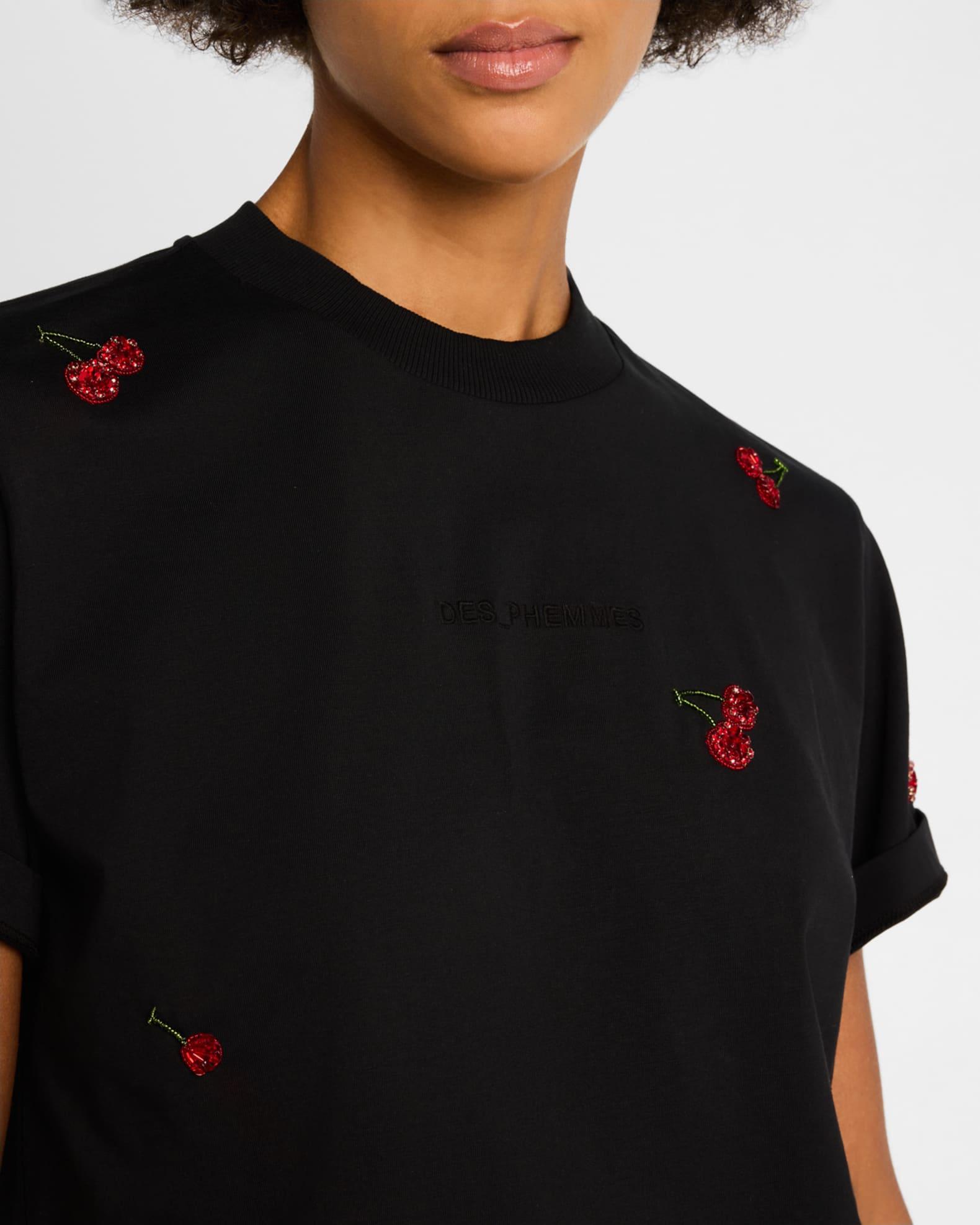 Cherry Embroidered Crewneck T-Shirt Product Image