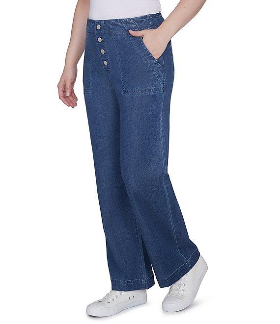 Ruby Rd. Wide Leg Button-Front Jeans Product Image