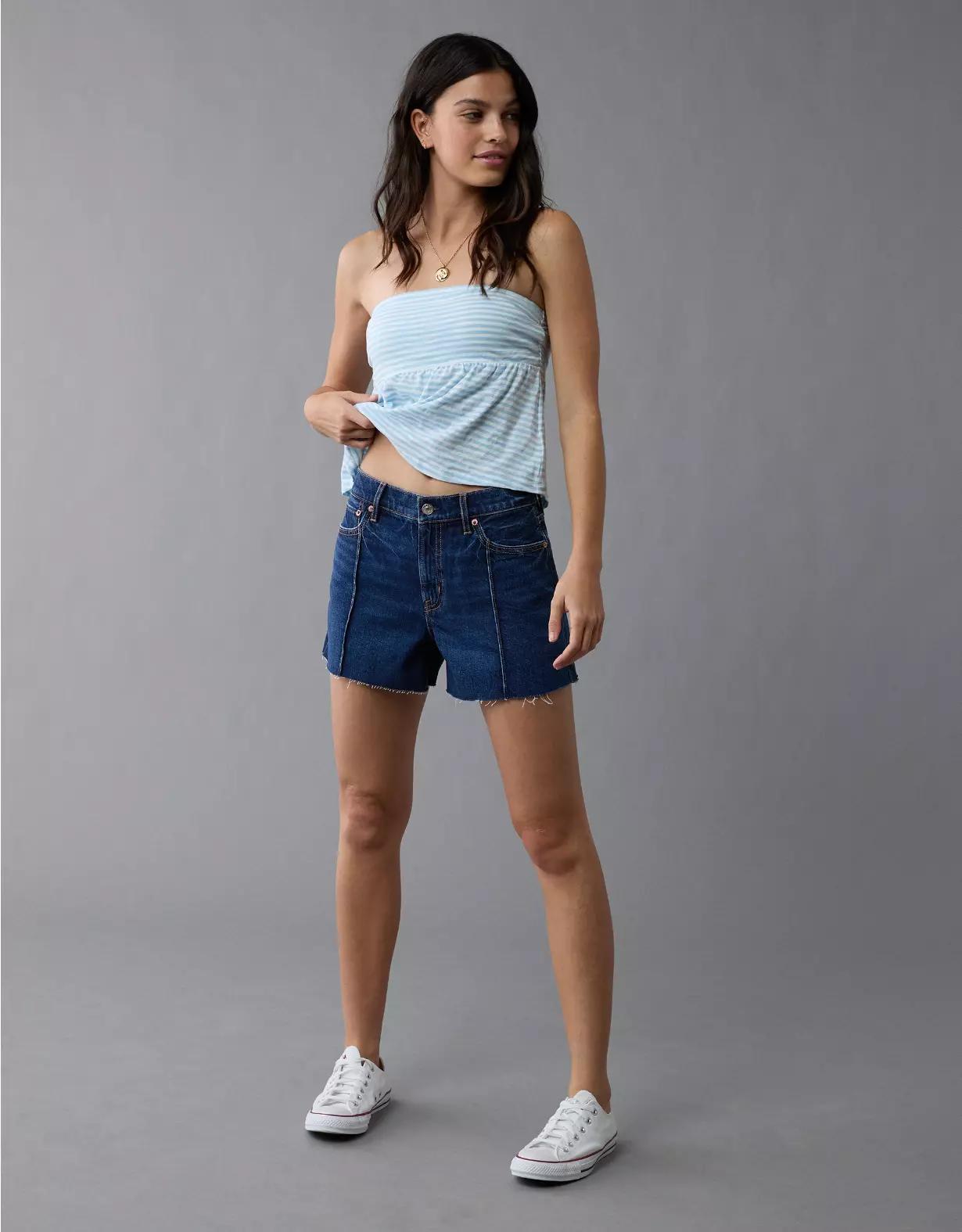 AE Strigid Super High-Waisted Relaxed Denim Short Product Image